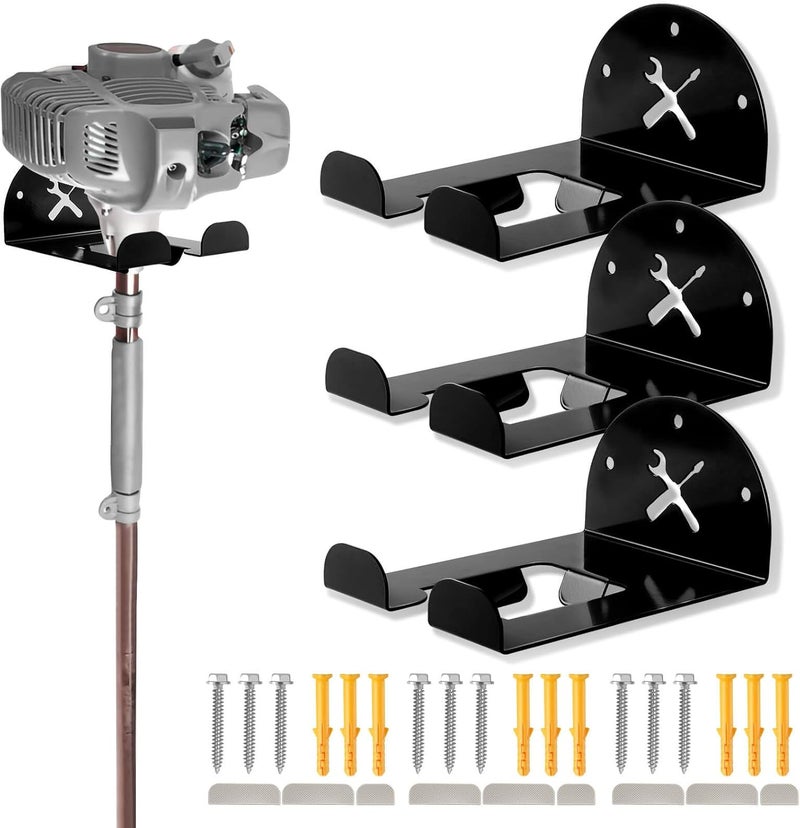 iulrtba Upgraded Trimmer Rack Wall Mount - 8" Heavy Duty Weed Eater Hanger for Garage Wall Bracket, Garden Power Tool Holder Organizer Hooks for Grass Trimmer, Hedge Trimmer, Leaf Blower and Chainsaw, Black3 - Image 1